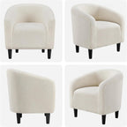 Yaheetech Barrel Chairs, Furry Accent Chairs, Sherpa Chairs with Soft Padded Armrest, Fuzzy Club Chairs for Living Room Bedroom Waiting Room Office, Accent Chairs Set of 2, Ivory - Grand Goldman