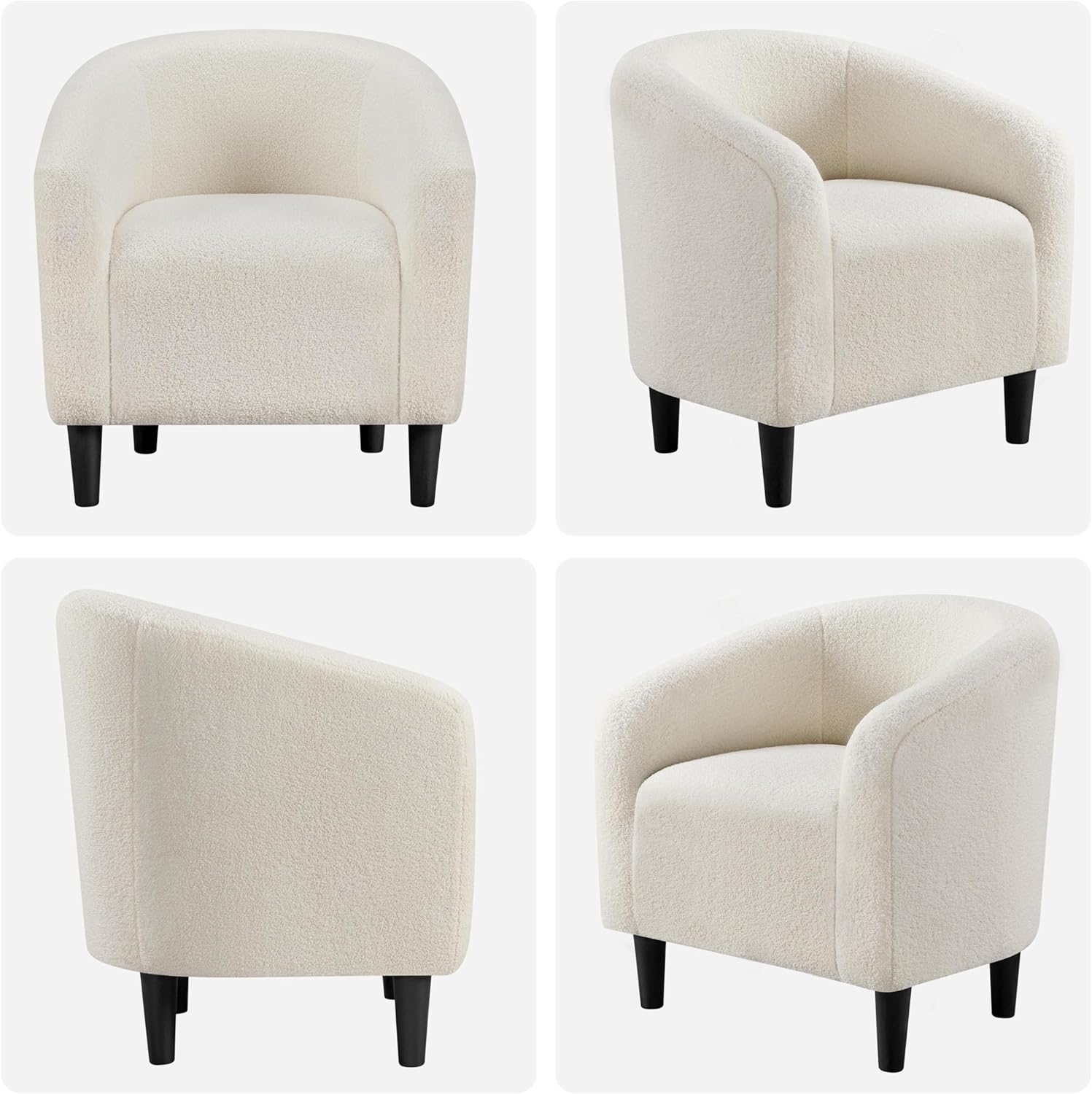 Yaheetech Barrel Chairs, Furry Accent Chairs, Sherpa Chairs with Soft Padded Armrest, Fuzzy Club Chairs for Living Room Bedroom Waiting Room Office, Accent Chairs Set of 2, Ivory - Grand Goldman