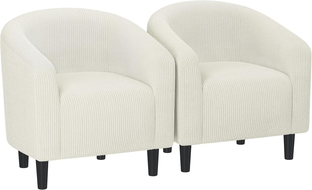 Yaheetech Barrel Chairs, Furry Accent Chairs, Sherpa Chairs with Soft Padded Armrest, Fuzzy Club Chairs for Living Room Bedroom Waiting Room Office, Accent Chairs Set of 2, Ivory - Grand Goldman