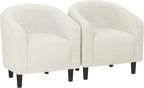 Yaheetech Barrel Chairs, Furry Accent Chairs, Sherpa Chairs with Soft Padded Armrest, Fuzzy Club Chairs for Living Room Bedroom Waiting Room Office, Accent Chairs Set of 2, Ivory - Grand Goldman