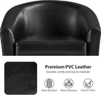 Yaheetech Barrel Chairs Set of 2, Faux Leather Club Chairs, PU Leather Accent Chairs, Waiting Room Chair with Soft Padded Seat for Living Room Bedroom Reading Room, Black - Grand Goldman