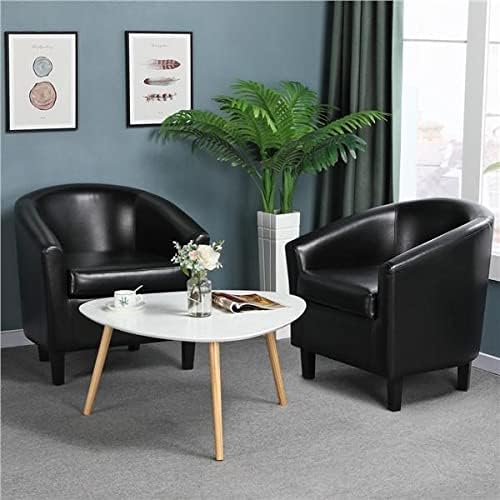 Yaheetech Barrel Chairs Set of 2, Faux Leather Club Chairs, PU Leather Accent Chairs, Waiting Room Chair with Soft Padded Seat for Living Room Bedroom Reading Room, Black - Grand Goldman