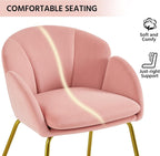Yaheetech Flower Shape Velvet Vanity Chair Armchair, Modern Side Chair Makeup Chair no Wheels with Golden Metal Legs for Living Room/Dressing Room/Bedroom/Home Office/Kitchen, Pink - Grand Goldman