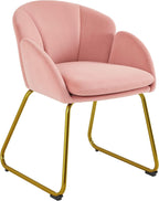 Yaheetech Flower Shape Velvet Vanity Chair Armchair, Modern Side Chair Makeup Chair no Wheels with Golden Metal Legs for Living Room/Dressing Room/Bedroom/Home Office/Kitchen, Pink - Grand Goldman