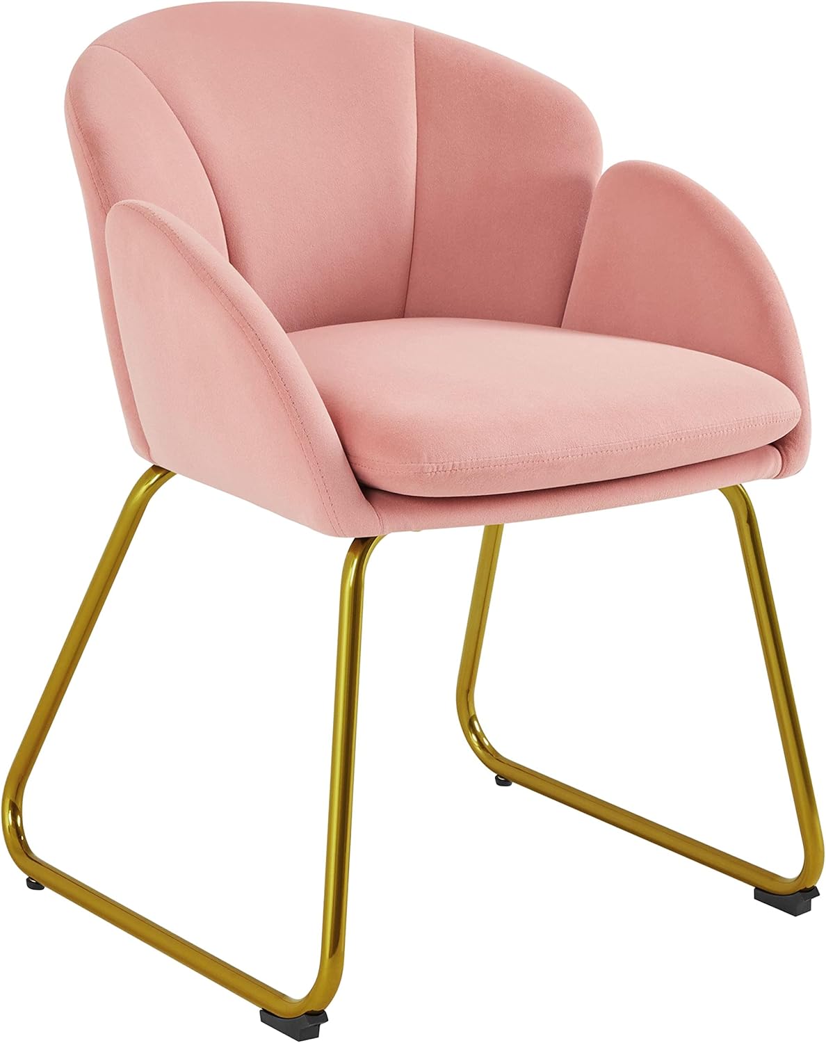 Yaheetech Flower Shape Velvet Vanity Chair Armchair, Modern Side Chair Makeup Chair no Wheels with Golden Metal Legs for Living Room/Dressing Room/Bedroom/Home Office/Kitchen, Pink - Grand Goldman