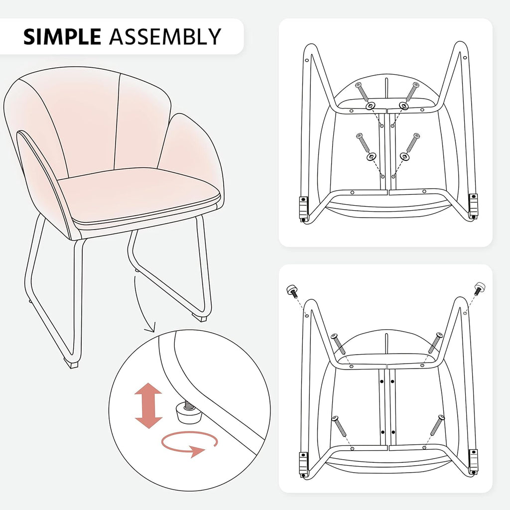 Yaheetech Flower Shape Velvet Vanity Chair Armchair, Modern Side Chair Makeup Chair no Wheels with Golden Metal Legs for Living Room/Dressing Room/Bedroom/Home Office/Kitchen, Pink - Grand Goldman