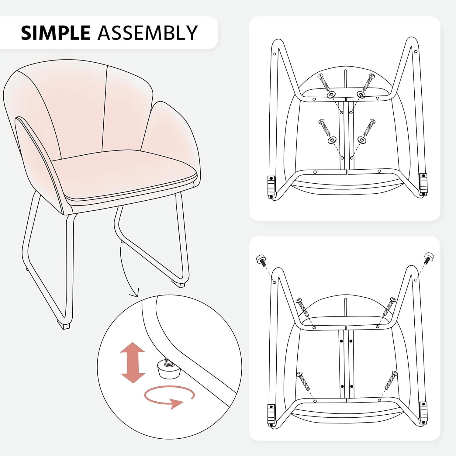 Yaheetech Flower Shape Velvet Vanity Chair Armchair, Modern Side Chair Makeup Chair no Wheels with Golden Metal Legs for Living Room/Dressing Room/Bedroom/Home Office/Kitchen, Pink - Grand Goldman