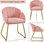 Yaheetech Flower Shape Velvet Vanity Chair Armchair, Modern Side Chair Makeup Chair no Wheels with Golden Metal Legs for Living Room/Dressing Room/Bedroom/Home Office/Kitchen, Pink - Grand Goldman