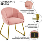 Yaheetech Flower Shape Velvet Vanity Chair Armchair, Modern Side Chair Makeup Chair no Wheels with Golden Metal Legs for Living Room/Dressing Room/Bedroom/Home Office/Kitchen, Pink - Grand Goldman