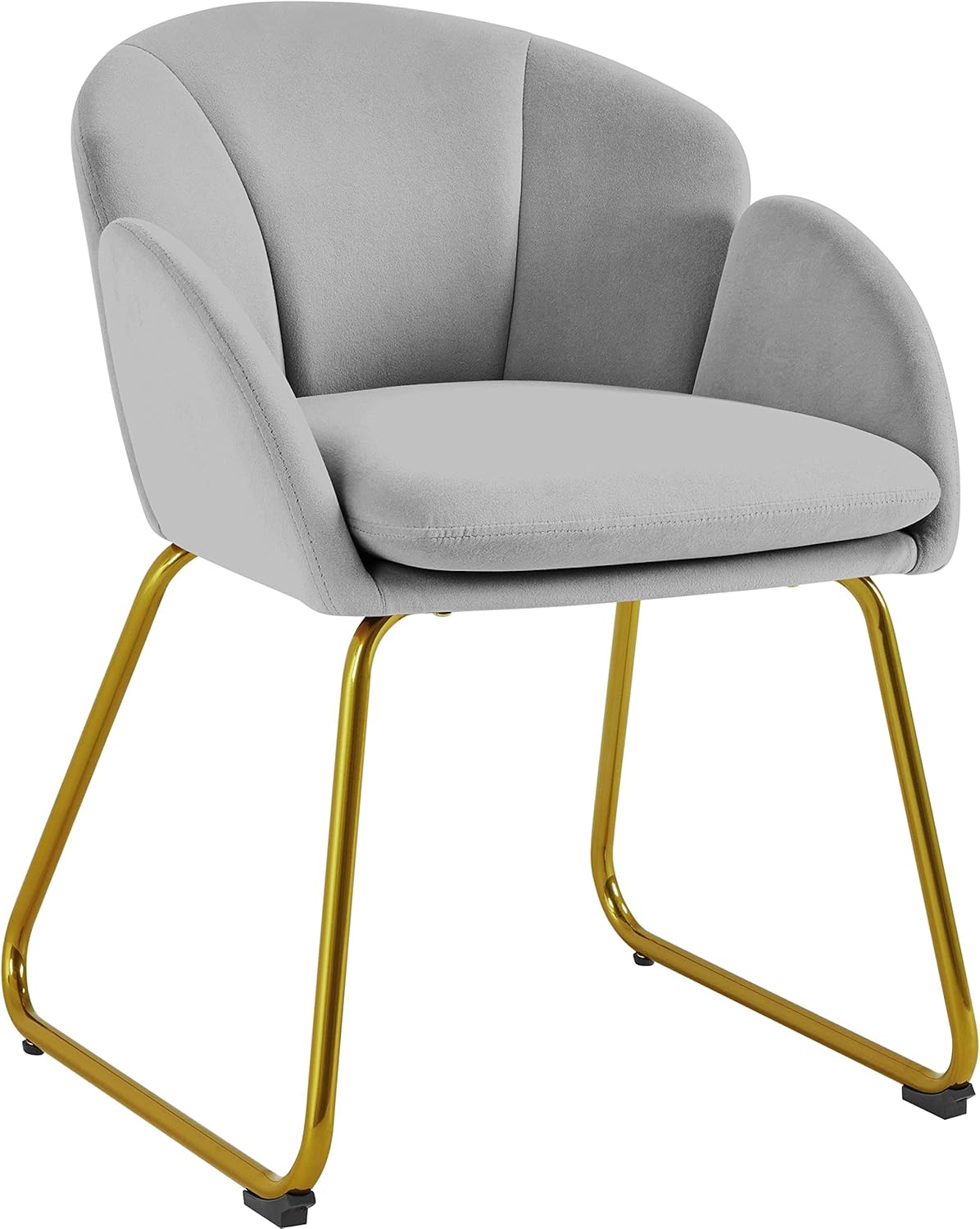 Yaheetech Flower Shape Velvet Vanity Chair Armchair, Modern Side Chair Makeup Chair no Wheels with Golden Metal Legs for Living Room/Dressing Room/Bedroom/Home Office/Kitchen, Pink - Grand Goldman