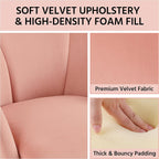 Yaheetech Flower Shape Velvet Vanity Chair Armchair, Modern Side Chair Makeup Chair no Wheels with Golden Metal Legs for Living Room/Dressing Room/Bedroom/Home Office/Kitchen, Pink - Grand Goldman