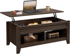 Yaheetech Lift Top Coffee Table with Hidden Storage Compartment & Lower Shelf, Lift Tabletop Farmhouse Table for Living Room Office Reception, 47.5in L, Gray - Grand Goldman