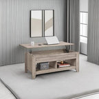 Yaheetech Lift Top Coffee Table with Hidden Storage Compartment & Lower Shelf, Lift Tabletop Farmhouse Table for Living Room Office Reception, 47.5in L, Gray - Grand Goldman