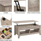 Yaheetech Lift Top Coffee Table with Hidden Storage Compartment & Lower Shelf, Lift Tabletop Farmhouse Table for Living Room Office Reception, 47.5in L, Gray - Grand Goldman