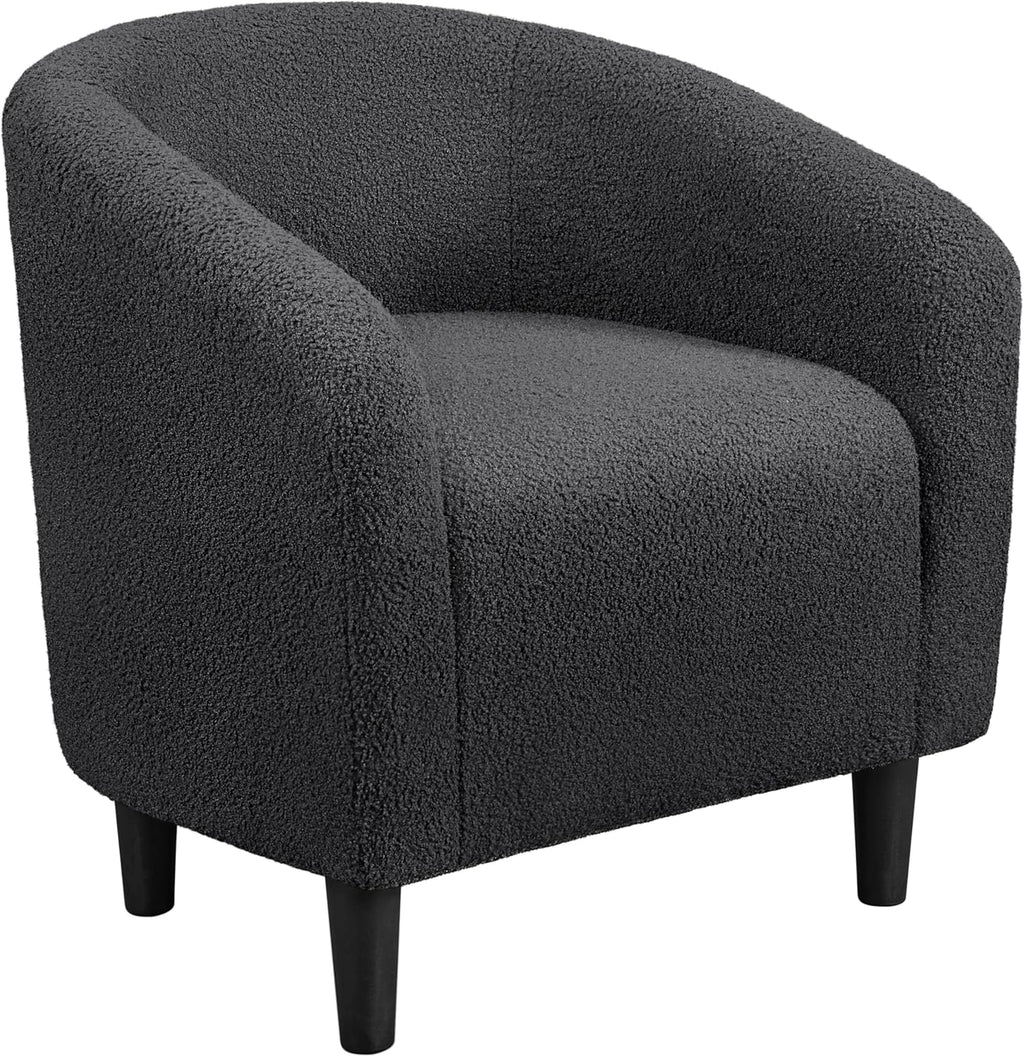 Yaheetech Living Room Chair, Velvet Accent Upholstered Barrel Sitting Chair with Armrest and Low Back for Bedroom, Grey - Grand Goldman