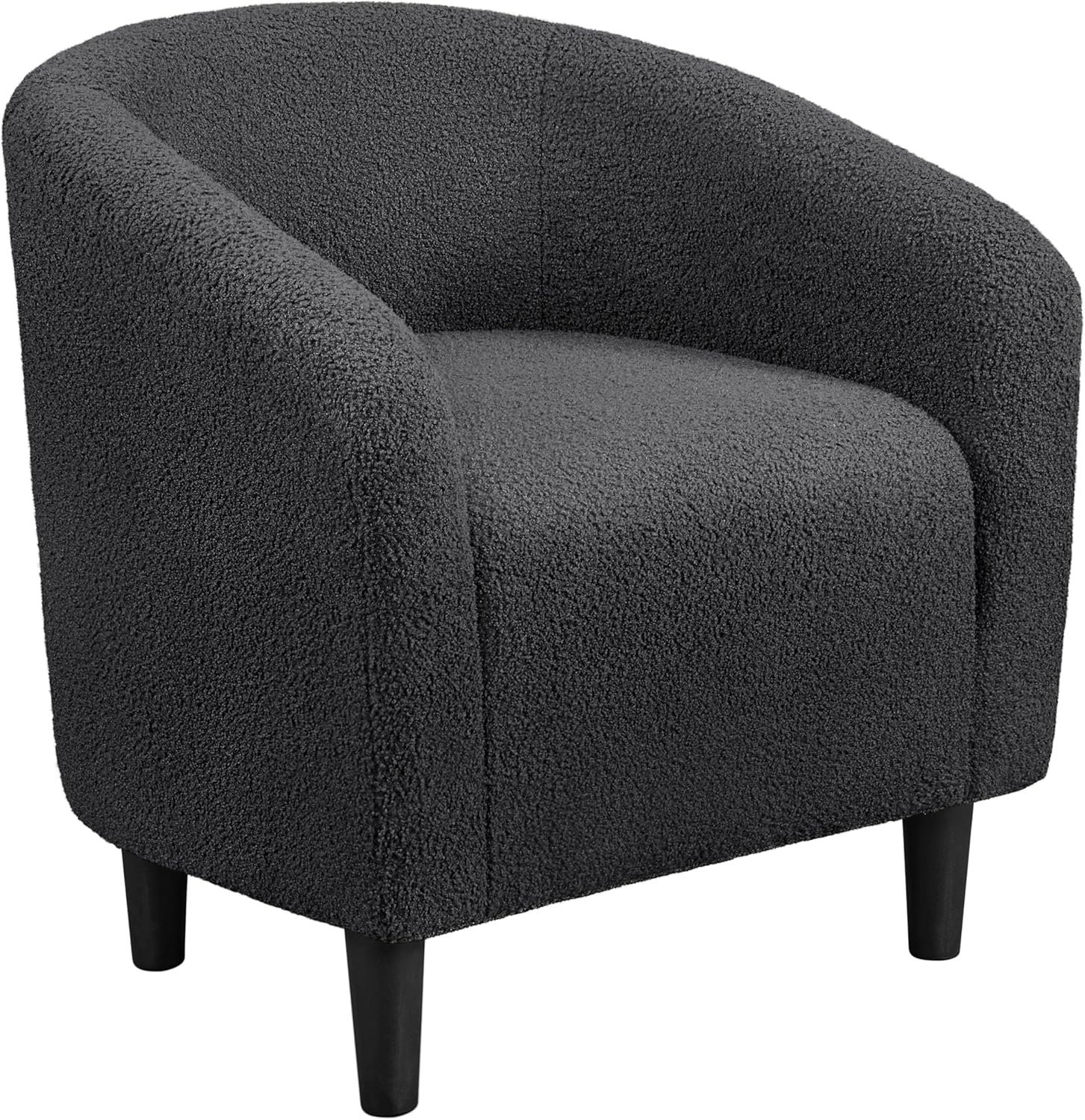 Yaheetech Living Room Chair, Velvet Accent Upholstered Barrel Sitting Chair with Armrest and Low Back for Bedroom, Grey - Grand Goldman