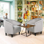 Yaheetech Living Room Chair, Velvet Accent Upholstered Barrel Sitting Chair with Armrest and Low Back for Bedroom, Grey - Grand Goldman