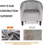 Yaheetech Living Room Chair, Velvet Accent Upholstered Barrel Sitting Chair with Armrest and Low Back for Bedroom, Grey - Grand Goldman