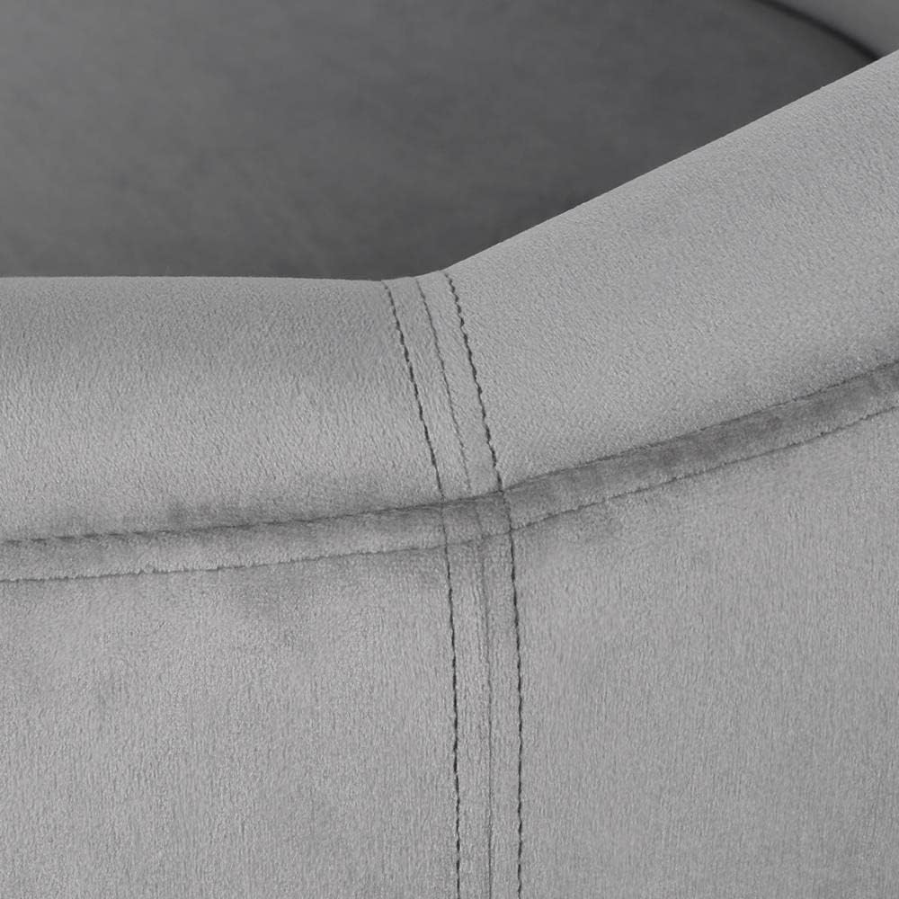 Yaheetech Living Room Chair, Velvet Accent Upholstered Barrel Sitting Chair with Armrest and Low Back for Bedroom, Grey - Grand Goldman