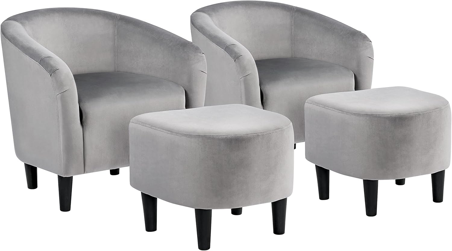 Yaheetech Living Room Chairs, Velvet Accent Chairs Set of 2, Cozy Barrel Chairs with Soft Padded for Living Room/Waiting Room/Bedroom/Office, Light Gray - Grand Goldman
