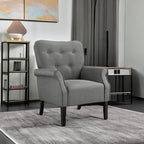 Yaheetech Modern Armchair, Mid Century Accent Chair with Sturdy Wood Legs and High Back for Small Space, Upholstered Fabric Sofa Club Chair for Living Room/Bedroom/Office, Dark Gray - Grand Goldman