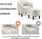 Yaheetech Modren Club Chair with Ottoman, Fabric Accent Armchair with Footstool, Upholstered Barrel Chair and Footrest for Living Room Bedroom Guestroom, Letter Print - Grand Goldman