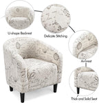Yaheetech Modren Club Chair with Ottoman, Fabric Accent Armchair with Footstool, Upholstered Barrel Chair and Footrest for Living Room Bedroom Guestroom, Letter Print - Grand Goldman