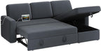 Yaheetech Sectional Sofa L-Shaped Sofa Couch Bed w/Chaise & USB, Reversible Couch Sleeper w/Pull Out Bed & Storage Space, 4-seat Fabric Convertible Sofa, Pull Out Couch for Living Room Dark Gray - Grand Goldman