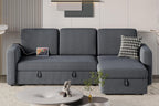 Yaheetech Sectional Sofa L-Shaped Sofa Couch Bed w/Chaise & USB, Reversible Couch Sleeper w/Pull Out Bed & Storage Space, 4-seat Fabric Convertible Sofa, Pull Out Couch for Living Room Dark Gray - Grand Goldman