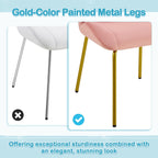 Yaheetech Velvet Accent Chair, Cute Vanity Chair with Shell-Shaped Backrest, Modern Armchair Side Chair with Golden Legs for Living Room/Bedroom/Home Office/Makeup, Pink - Grand Goldman