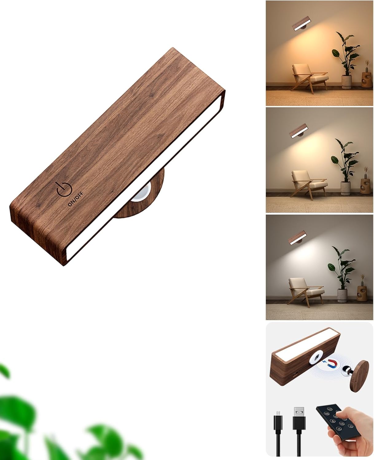 YiLaie Wall Sconces Set of 2,Battery Operated Wall Sconce with Remote,Wall Lights for Bedroom Wireless, Rotatable Cordless Wall Lamp with 3 Color Temperature for Bedroom,Living Room,Bedside Reading - Grand Goldman