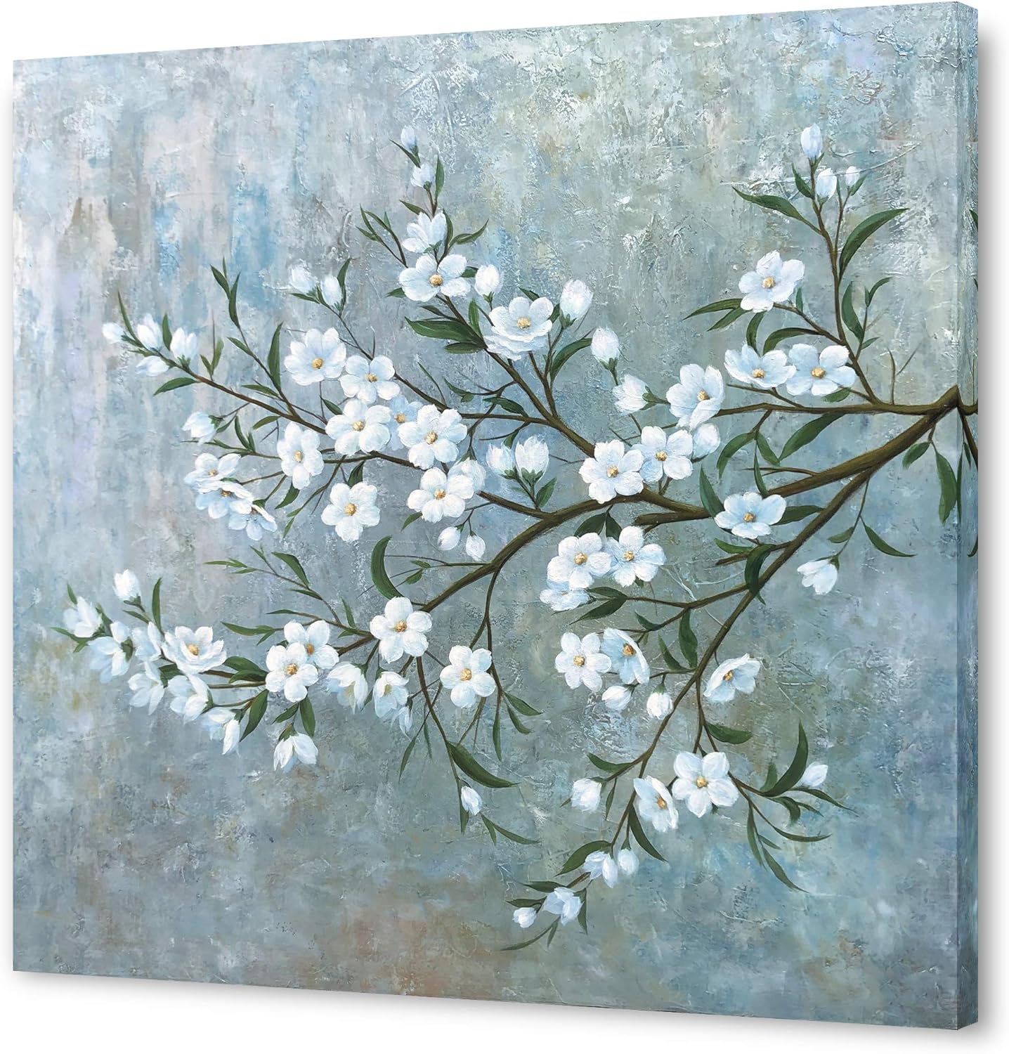 Yihui Arts White Flower Canvas Wall Art Painting, Floral Canvas Pictures Aesthetic Botanical Artwork for Bedroom Living Room Bathroom Decor - Grand Goldman