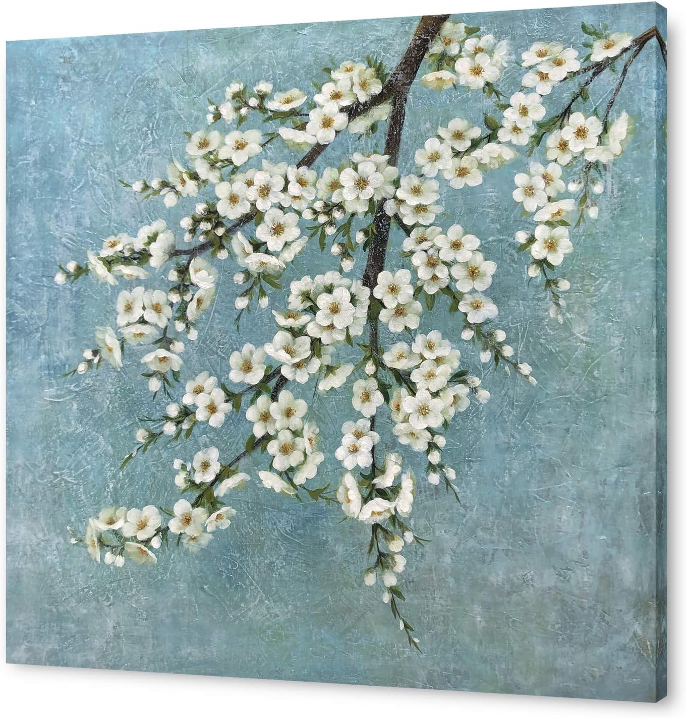 Yihui Arts White Flower Canvas Wall Art Painting, Floral Canvas Pictures Aesthetic Botanical Artwork for Bedroom Living Room Bathroom Decor - Grand Goldman