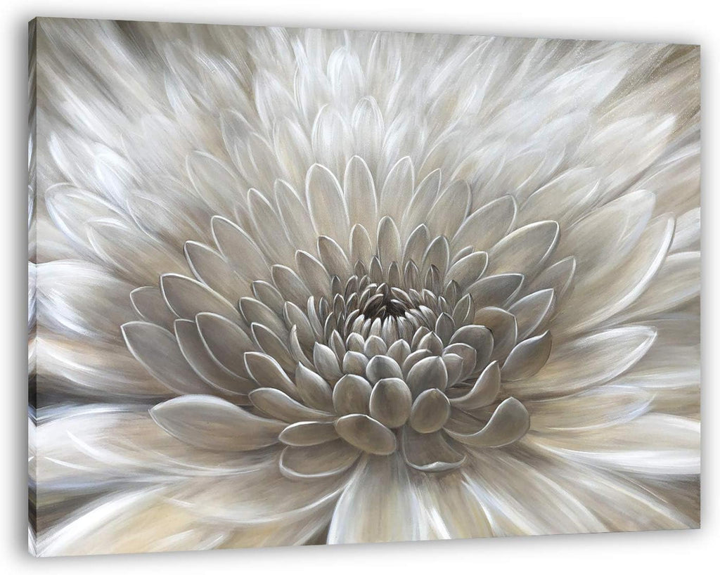 Yihui Arts White Flower Canvas Wall Art Painting, Floral Canvas Pictures Aesthetic Botanical Artwork for Bedroom Living Room Bathroom Decor - Grand Goldman