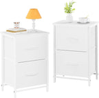 Yoobure Fabric Nightstand Set of 2 - Small Wood Bedside Tables with Storage Drawers for Bedrooms and Dorms - Grand Goldman