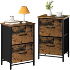 Yoobure Fabric Nightstand Set of 2 - Small Wood Bedside Tables with Storage Drawers for Bedrooms and Dorms - Grand Goldman
