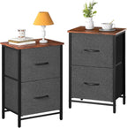 Yoobure Fabric Nightstand Set of 2 - Small Wood Bedside Tables with Storage Drawers for Bedrooms and Dorms - Grand Goldman
