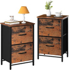 Yoobure Fabric Nightstand Set of 2 - Small Wood Bedside Tables with Storage Drawers for Bedrooms and Dorms - Grand Goldman