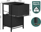 Yoobure Fabric Nightstand Set of 2 - Small Wood Bedside Tables with Storage Drawers for Bedrooms and Dorms - Grand Goldman