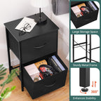 Yoobure Fabric Nightstand Set of 2 - Small Wood Bedside Tables with Storage Drawers for Bedrooms and Dorms - Grand Goldman
