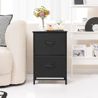 Yoobure Fabric Nightstand Set of 2 - Small Wood Bedside Tables with Storage Drawers for Bedrooms and Dorms - Grand Goldman