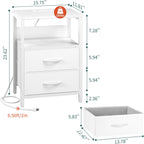 Yoobure Nightstand with Charging Station, LED Night Stand with Fabric Drawers and Storage Shelf for Bedroom, Nightstands Bedside Tables with USB Ports & Outlets, Small Night Stands, Bed Side Table - Grand Goldman