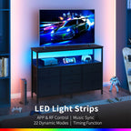 Yoobure TV Stand Dresser for Bedroom, 7 Fabric Drawers Entertainment Center, LED Dressers with Power Outlets, TV Stands for Living Room with Storage Shelf, TV Console Entertainment Stand up to 50" TV - Grand Goldman