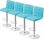 ZENY Set of 4 Adjustable Swivel Barstools, Modern PU Leather Kitchen Counter Bar Stools, Square Back Bar Stool - Grand Goldman
