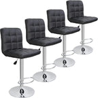 ZENY Set of 4 Adjustable Swivel Barstools, Modern PU Leather Kitchen Counter Bar Stools, Square Back Bar Stool - Grand Goldman