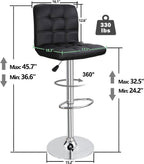 ZENY Set of 4 Adjustable Swivel Barstools, Modern PU Leather Kitchen Counter Bar Stools, Square Back Bar Stool - Grand Goldman