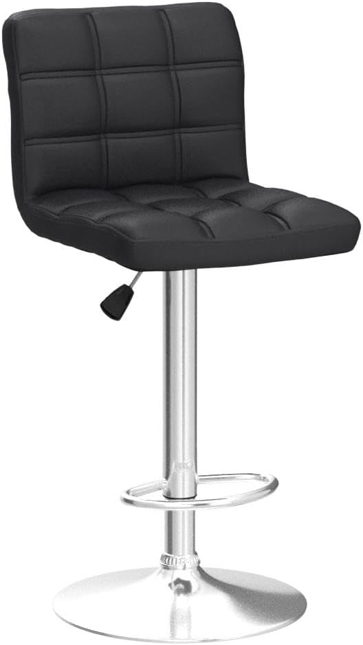ZENY Set of 4 Adjustable Swivel Barstools, Modern PU Leather Kitchen Counter Bar Stools, Square Back Bar Stool - Grand Goldman