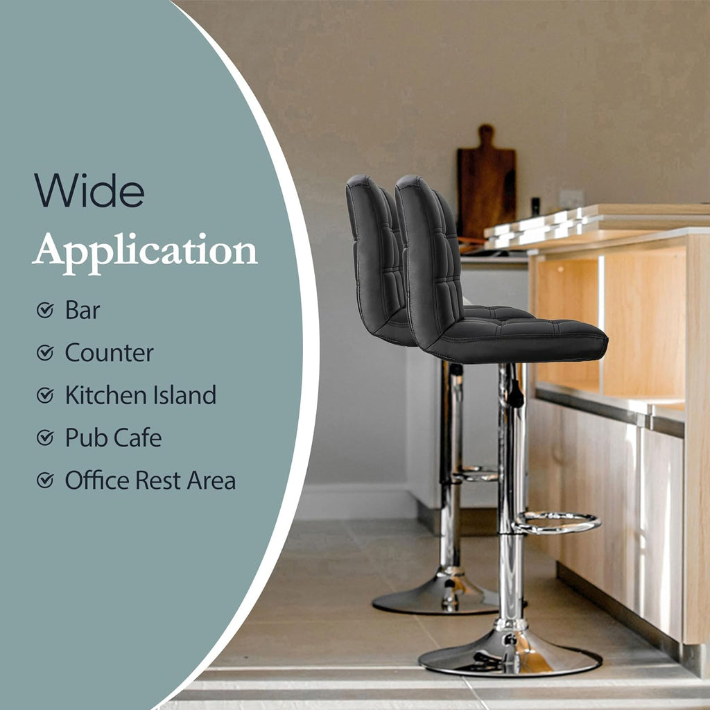 ZENY Set of 4 Adjustable Swivel Barstools, Modern PU Leather Kitchen Counter Bar Stools, Square Back Bar Stool - Grand Goldman