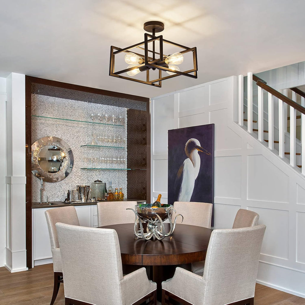 ZGLAOJT 4-Lights Close to Ceiling Light，Black Light Fixture Industrial Flush Mount Ceiling Light ，Farmhouse Chandelier Lighting for Kitchen Island Dining Room Bedroom Foyer Hallway - Grand Goldman