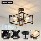 ZGLAOJT 4-Lights Close to Ceiling Light，Black Light Fixture Industrial Flush Mount Ceiling Light ，Farmhouse Chandelier Lighting for Kitchen Island Dining Room Bedroom Foyer Hallway - Grand Goldman